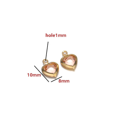 Gold Plated Heart Charms with Colored Glass DIY Jewelry Making Pendant Accessories Wholesale