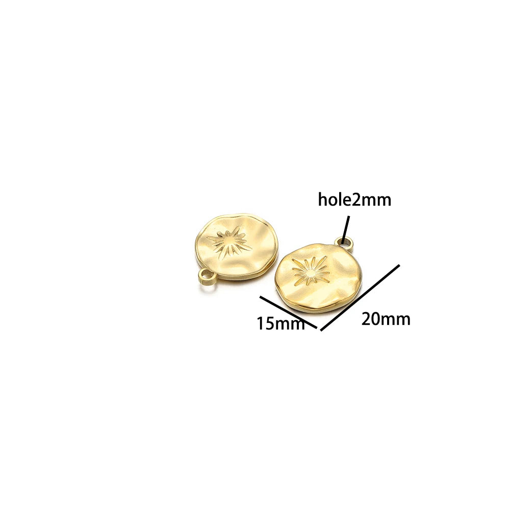 Fashion Pendant 304 Stainless Steel 18k Gold Plated Cross Moon Geometric Charm Pendant for DIY Jewelry Necklace Making