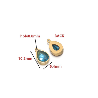 2-in-1 18K Gold Plated Teardrop Stone Setting Pendant with Single-Sided Rhinestone Accents 0.8mm Single-Hole