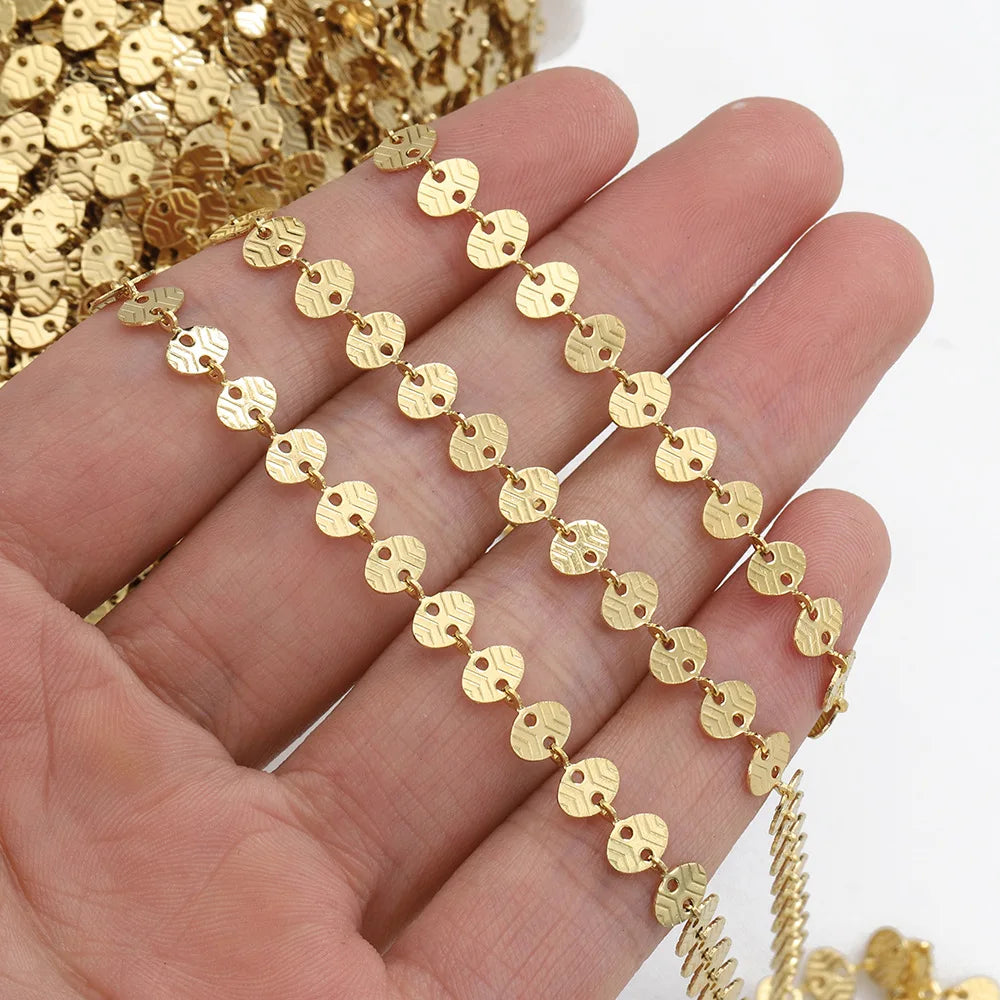 A1869 Hot Selling 18k Gold Plated Stainless Steel Chain Round Necklace Bracelet Jewelry Making Chain Diy Findings
