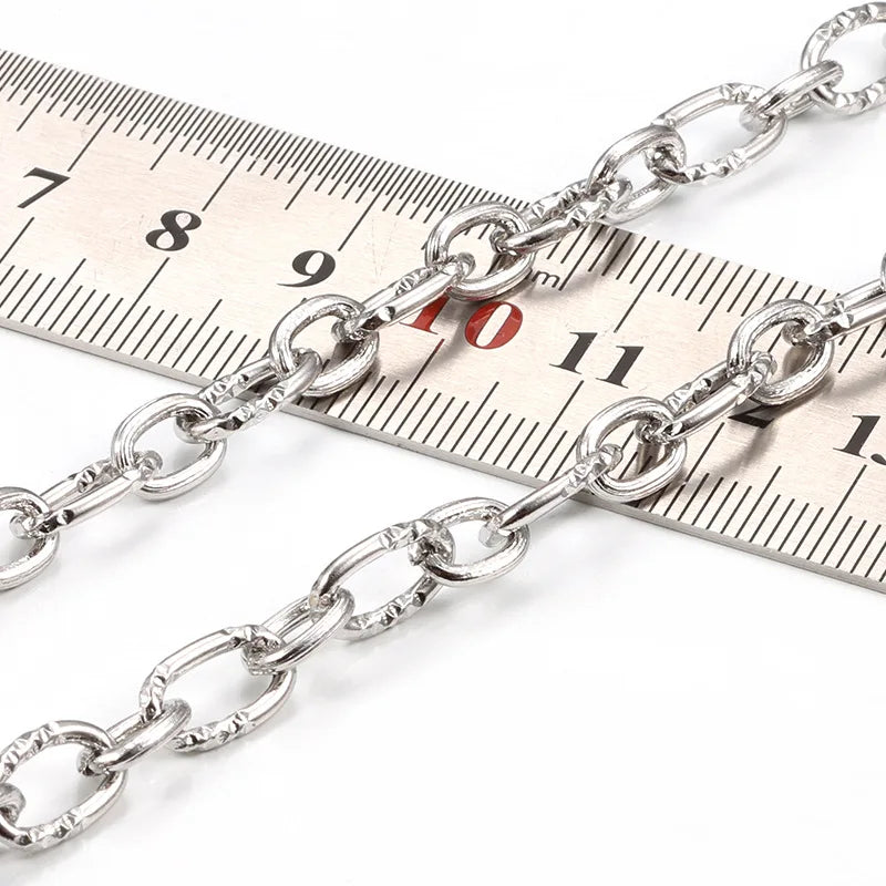 Dull Silver Textured Chunky Chains E698 Heavy Texture Stainless Steel for Jewelry Making Jewelry Findings & Components