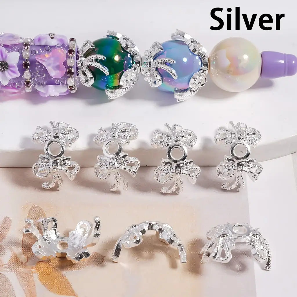 Bowknot Alloy Bead Caps Multi-Color Bead Cages (Fits16mm Round Beads) for DIY Pen Jewelry Making
