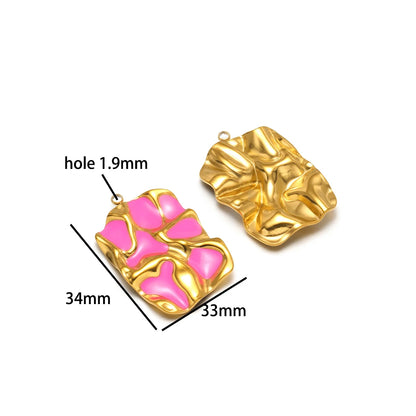 Vintage Style Stainless Steel 18k Gold Plated Enamel Star Round Charm Pendant for Jewelry Necklace Making Accessories