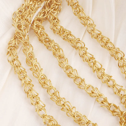 F056 7mm Heavy Thick Twisted Chunky Link Chains Hip Hop Bouquet Rope Necklace Bracelet Stainless Steel Chains for Men