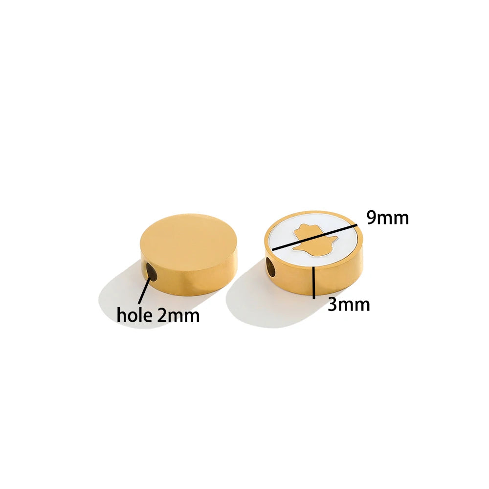 High Quality 18k Gold Plated Stainless Steel 9mm Round Enamel Bead Charms Pendant for Women Jewelry Necklace Earrings Making