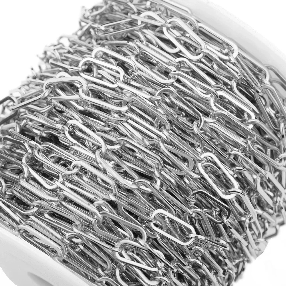 B368 Wholesale Price Gold Silver Paper Clip Chain 6.5mm Cable Chain Chain Stainless Steel for Jewelry Accessory