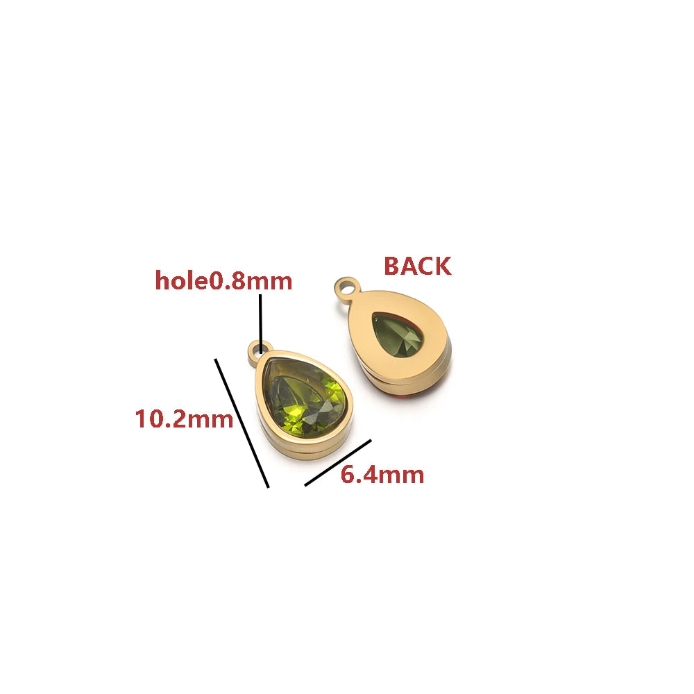 2-in-1 18K Gold Plated Teardrop Stone Setting Pendant with Single-Sided Rhinestone Accents 0.8mm Single-Hole
