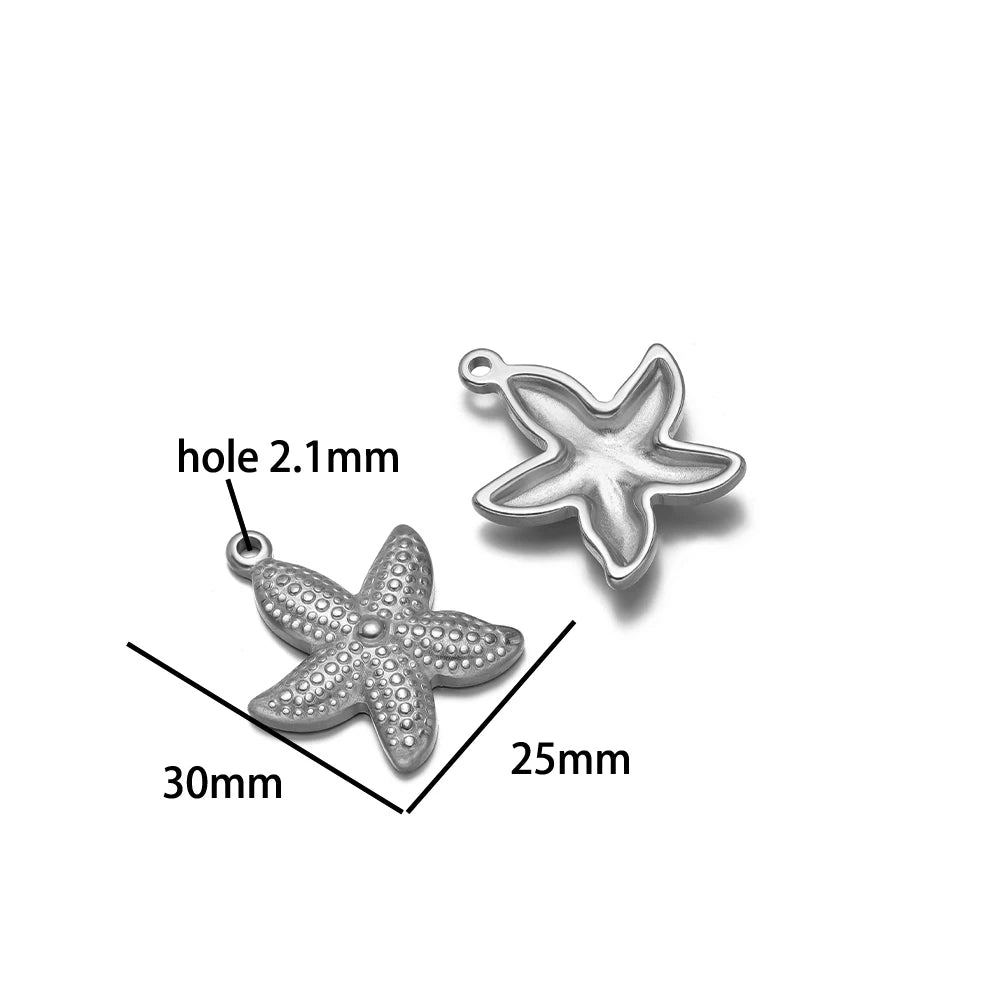 Ocean Style Sea Star Charm Stainless Steel 18K Gold Plated Starfish Charm Pendant for Jewelry Earring Necklace Making