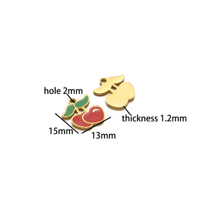 Cute Stainless Steel 18K Gold Plated Enamel Banana Cherry Butterfly Watermelon Charm Pendant for Jewelry Earring Necklace Making