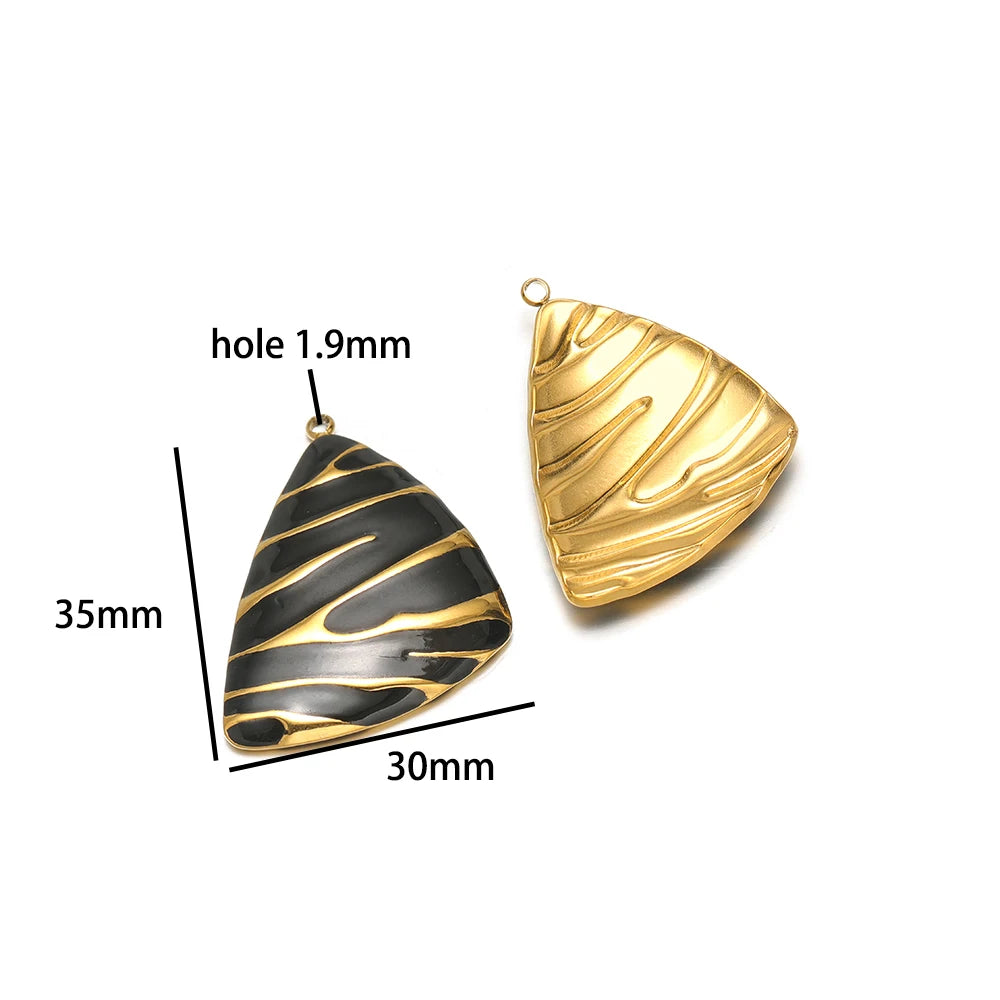 New Fashion 18k Gold Plated Stainless Steel Enamel Irregular Stripe Triangle Charm Pendant for Handmade Necklace Jewelry Making