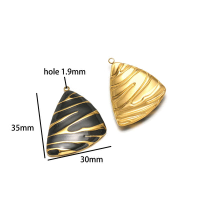 New Fashion 18k Gold Plated Stainless Steel Enamel Irregular Stripe Triangle Charm Pendant for Handmade Necklace Jewelry Making