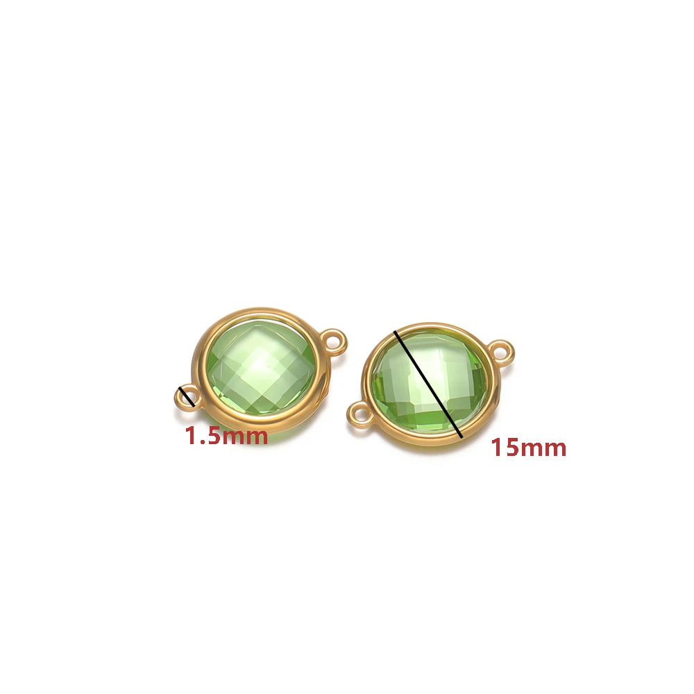 18K Gold Plated Stainless Steel Enamel Round Pendant Findings for Necklace Earrings Garment Making