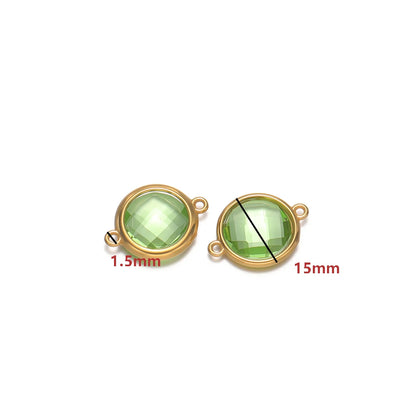 18K Gold Plated Stainless Steel Enamel Round Pendant Findings for Necklace Earrings Garment Making