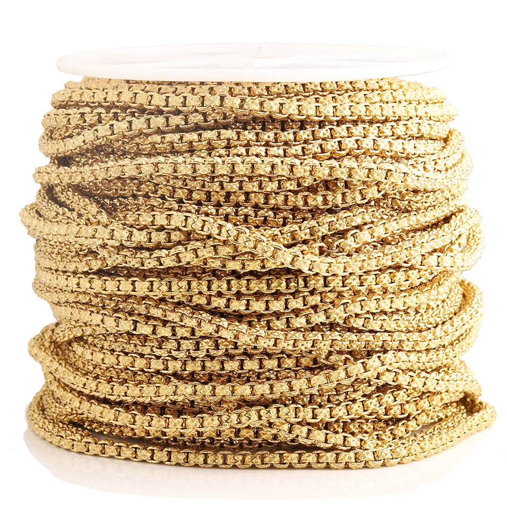D342 Fashion Stainless Steel Chain Bulk Roll Box Chain for Necklace Bracelet Jewelry Diy