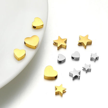 Europe Popular Pendants Stainless Steel Gold Plated Horizontal Vertical Hole Heart Star Charm Pendant for Necklace Making