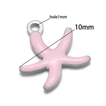 New Trendy Stainless Steel 18k Gold Plated Enamel 10mm Starfish Charm Pendant for DIY Jewelry Making Accessories Findings