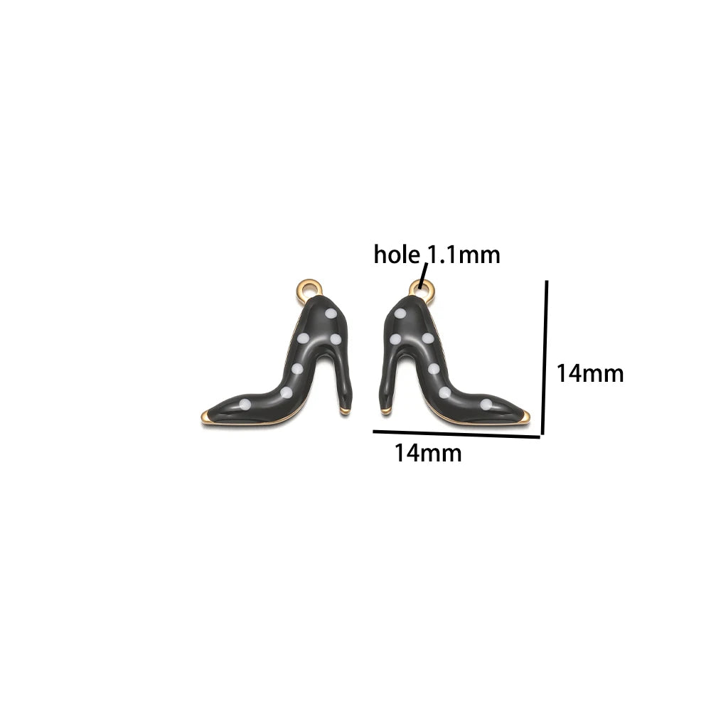 Candy Color Pendant Stainless Steel 18k Gold Plated Oil Drop High Heel Shoes Shape Charm Pendant for Jewelry Necklace Making