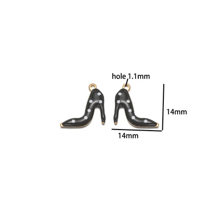 Candy Color Pendant Stainless Steel 18k Gold Plated Oil Drop High Heel Shoes Shape Charm Pendant for Jewelry Necklace Making