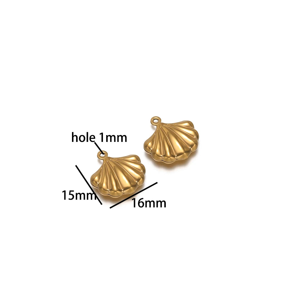 Vintage Stainless Steel 18k Gold Plated Shell Starfish Sea Turtle Sea Snail Charm Pendant for Jewelry Necklace Making