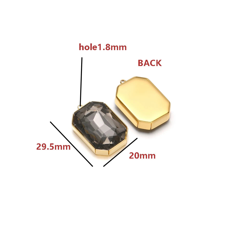 Gold Plated Polygon Charm Faceted Glass Pendant with 1.8mm Hole Geometric Crystal Charms for DIY Jewelry Making Wholesale