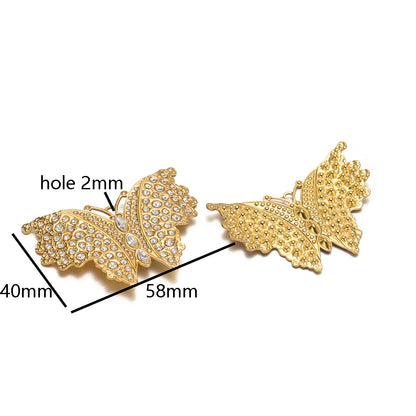 Stainless Steel 18k Gold Plated Butterfly Zircon Charms Pendant for Handmade Jewelry Necklace Making Accessories