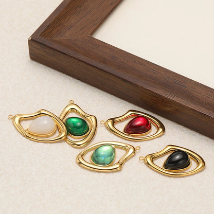 Fashion 18k Gold Plated Stainless Steel Hollow Irregular Water Drop Crystal Charm Pendant for Necklace Jewelry Making