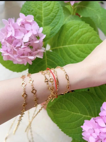 B1681 Fashion 14k Gold Flower Heart Chain Necklace Bracelet Jewelry Bulk Chain