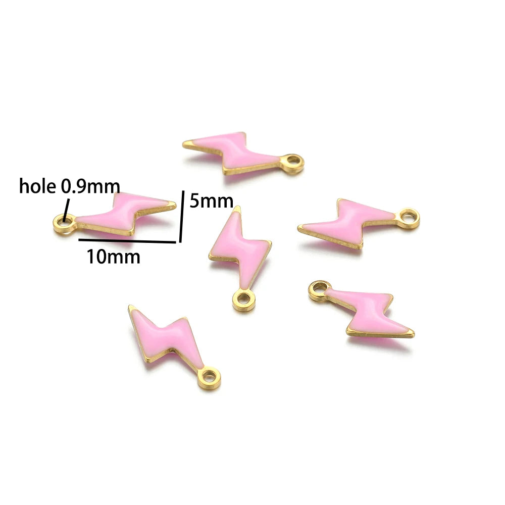 Luxury Charms 304 Stainless Steel 18k Gold Plated Moon Star Cross Lightning Enamel Charm Pendant for DIY Jewelry  Making
