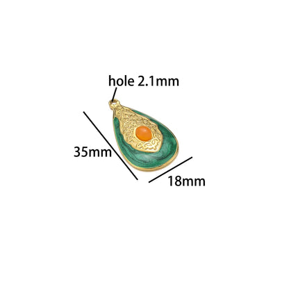 French 18k Gold Plated Stainless Steel Enamel Water Drop Pendant for Women Jewelry Necklace Earrings Making Accessories