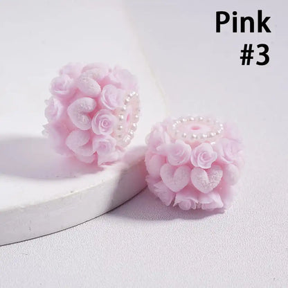 Acrylic Lucite Plastic Beads Luminous with Rose Flowers Frosted Hearts Valentine's Day White Pearl Chains 20MM Multi-Color