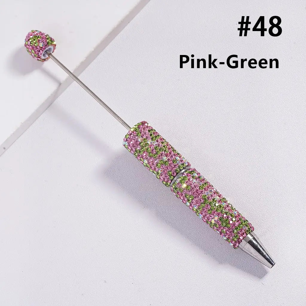 Full Rhinestone Beadable Clay Ballpoint Pens - DIY Beaded Plastic Pen for School Office Gift
