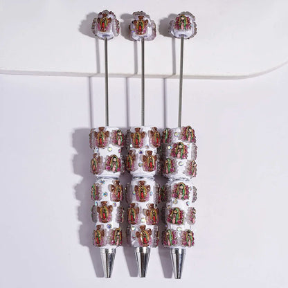 Religious Figure Polymer Clay Beadable Pen Rhinestone Studded Ballpoint Pen for Journal Party Favor Wholesale Craft Gift Pen