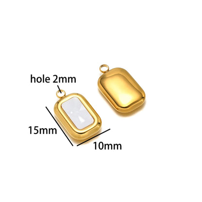 Enamel Heart Pendant 18k Gold Plated Stainless Steel square Oval Round Charm Pendant for Women Jewelry Making Accessories