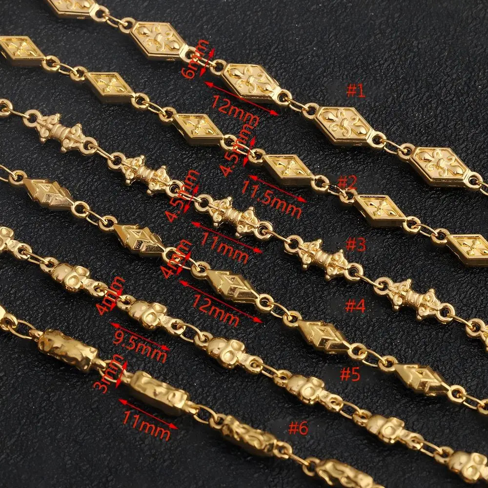 D484 Fashion 18k Gold Plated Stainless Steel Chain Bulk Roll Flower Necklace Bracelet Making Diy