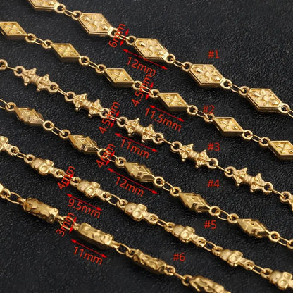 D484 Fashion 18k Gold Plated Stainless Steel Chain Bulk Roll Flower Necklace Bracelet Making Diy