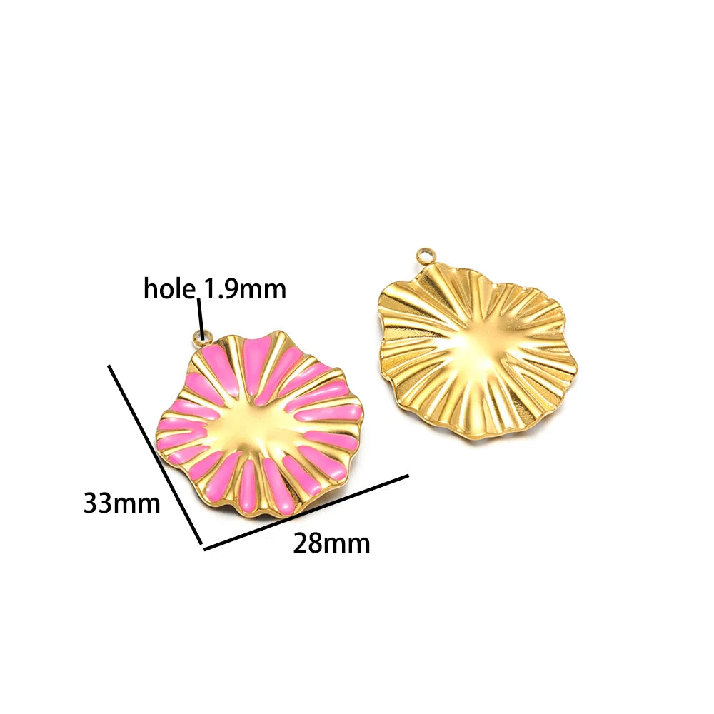 Vintage Style Stainless Steel 18k Gold Plated Enamel Star Round Charm Pendant for Jewelry Necklace Making Accessories