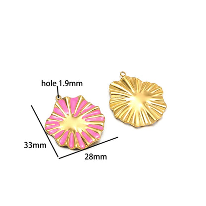 Vintage Style Stainless Steel 18k Gold Plated Enamel Star Round Charm Pendant for Jewelry Necklace Making Accessories