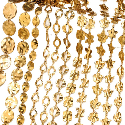 B419 New Irregular Stainless Steel Gold Chain Disc Butterfly Star Hollow Roller Chains Jewelry for Necklace Bracelet