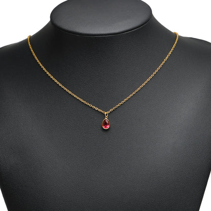 2-in-1 18K Gold Plated Teardrop Stone Setting Pendant with Single-Sided Rhinestone Accents 0.8mm Single-Hole