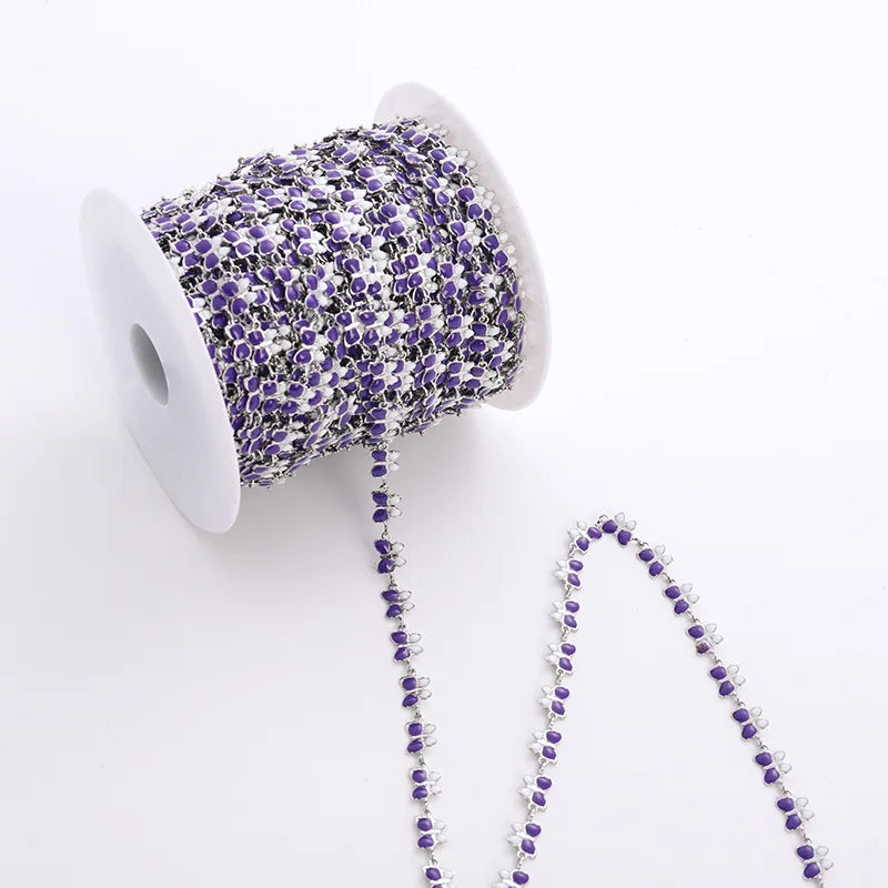 B4255 Stainless Steel Roller Chain Colorful Enamel butterfly Charm Connector Chain Waterproof Chains Making