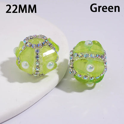 22mm Fluorescent Color Symmetrical Heart-shaped Bead Half-face Pearl Chain with Transparent Handcrafted Beads for Ballpoint Pens