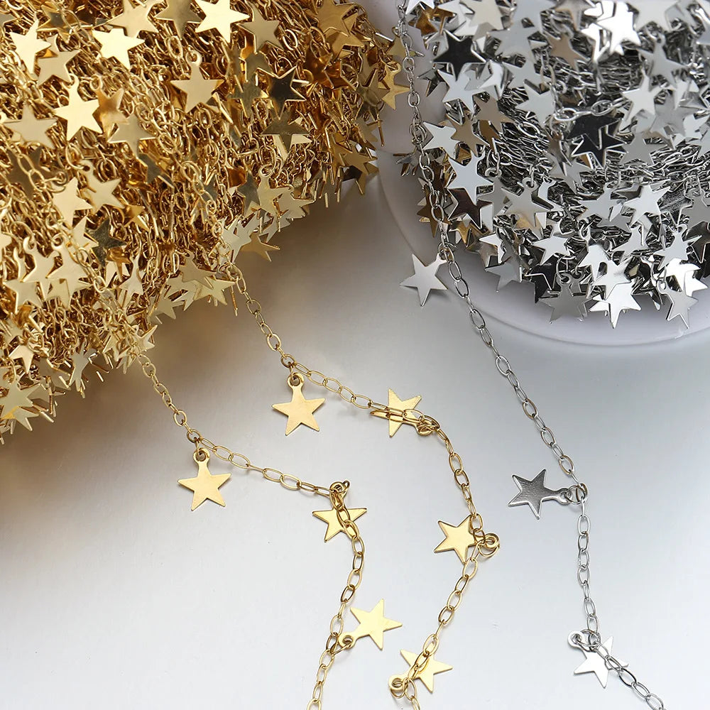 B2592 Tarnish FREE Gold Plating Chain Star Pendant Thin Chain Stainless Steel Chain Jewelry for Diy