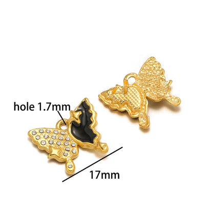 Hot Sale 18k Gold Plated Stainless Steel Fantastic Colorful Moon Butterfly Love Charm Pendant for Jewelry Making Accessories