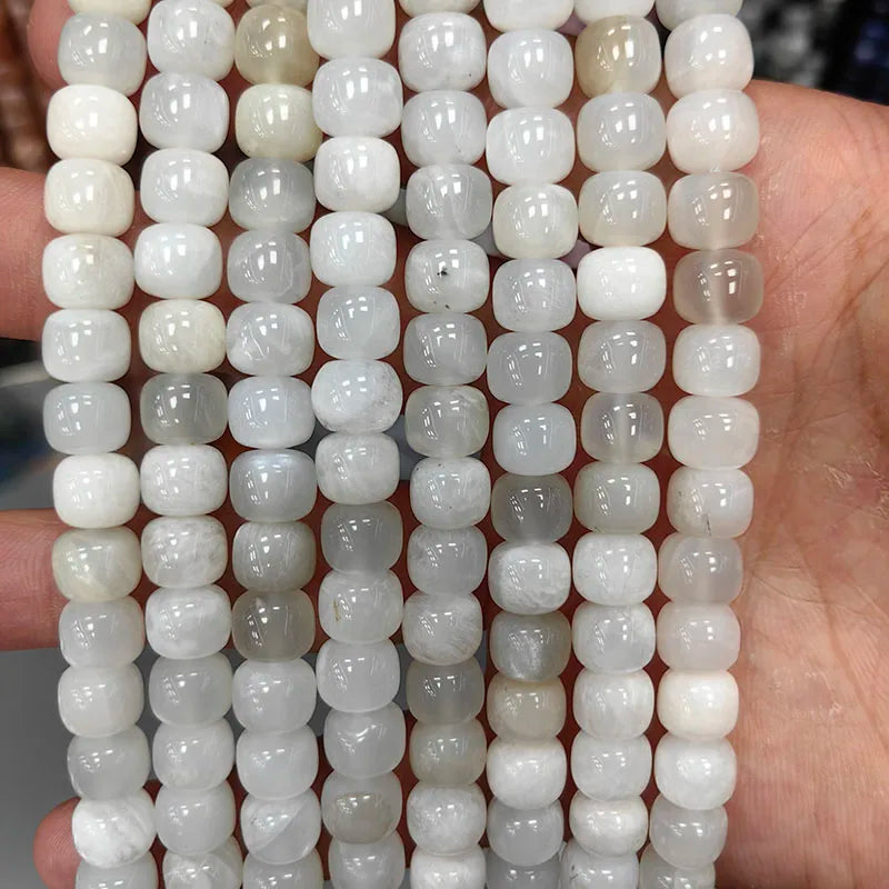 Natural Tube Stone Beads, Rounded Barrel Drum Shaped Aquamarine Kunzite Lapis Apatite Gemstone Bead for Jewelry Making 7x8mm