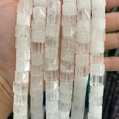 Natural Hexagon Prisms Stone Gemstone Irregular Bead, Hexagonal Rondelle Rondel Beads for DIY Jewelry Making 10x14mm, 19-20cm 8"