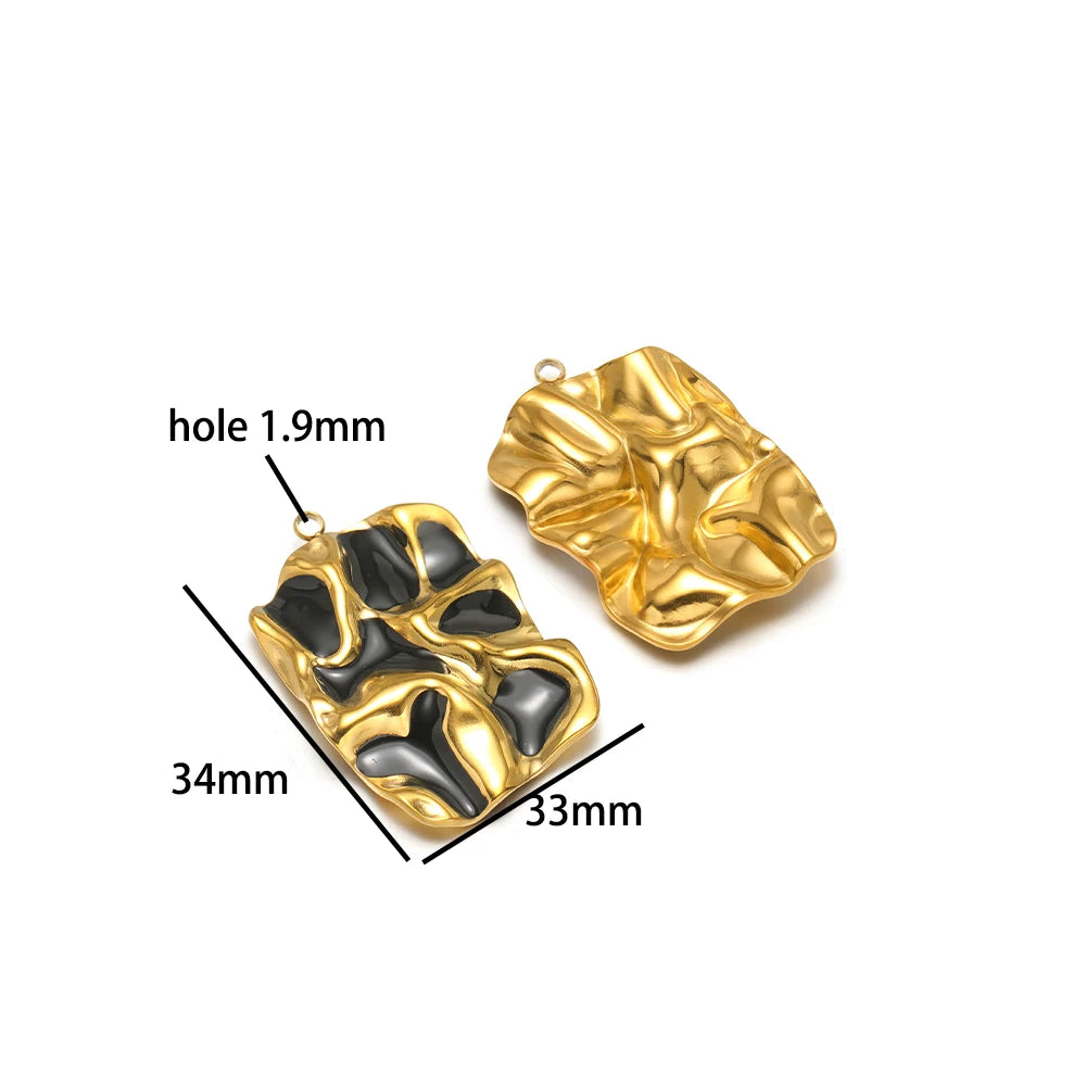 Vintage Style Stainless Steel 18k Gold Plated Enamel Star Round Charm Pendant for Jewelry Necklace Making Accessories