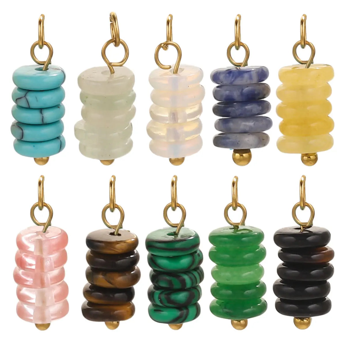 New Style Fashion Stainless Steel Gold Plated Tiger's Eye Stone Beads Charm Pendant for Earring Jewelry Making Accessories