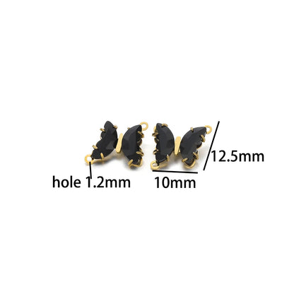Colorful PendantStainless Steel Gold Plated Double Hole Butterfly Crystal Stone Charm Pendant for Necklace Jewelry Making