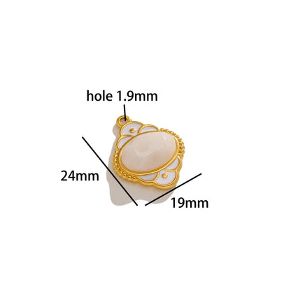 Fashion Stainless Steel 18k Gold Plated Enamel Lantern Charms Pendant for Women Jewelry Necklace Earrings Making