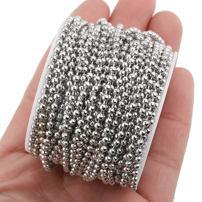 A1284 Non Tarnish 18k Gold Plated Bead Chain Round Beads Stainless Steel Silver Bulk Roll Chain Diy Jewelry Accessory